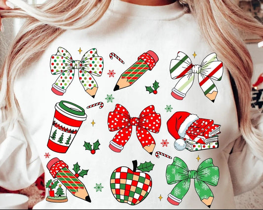 Teacher Christmas Coquette Longsleeve